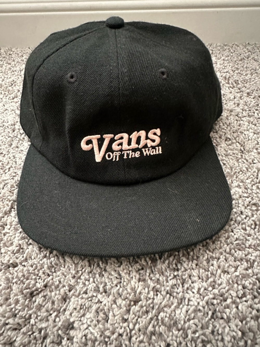Vans Black Snapback Hat with White Embroidered Logo